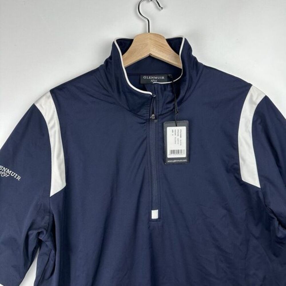 NWT Glenmuir 1891 Shirt Men's M Blue Short‎ Sleeve Pull Over Quarter Zip Golf